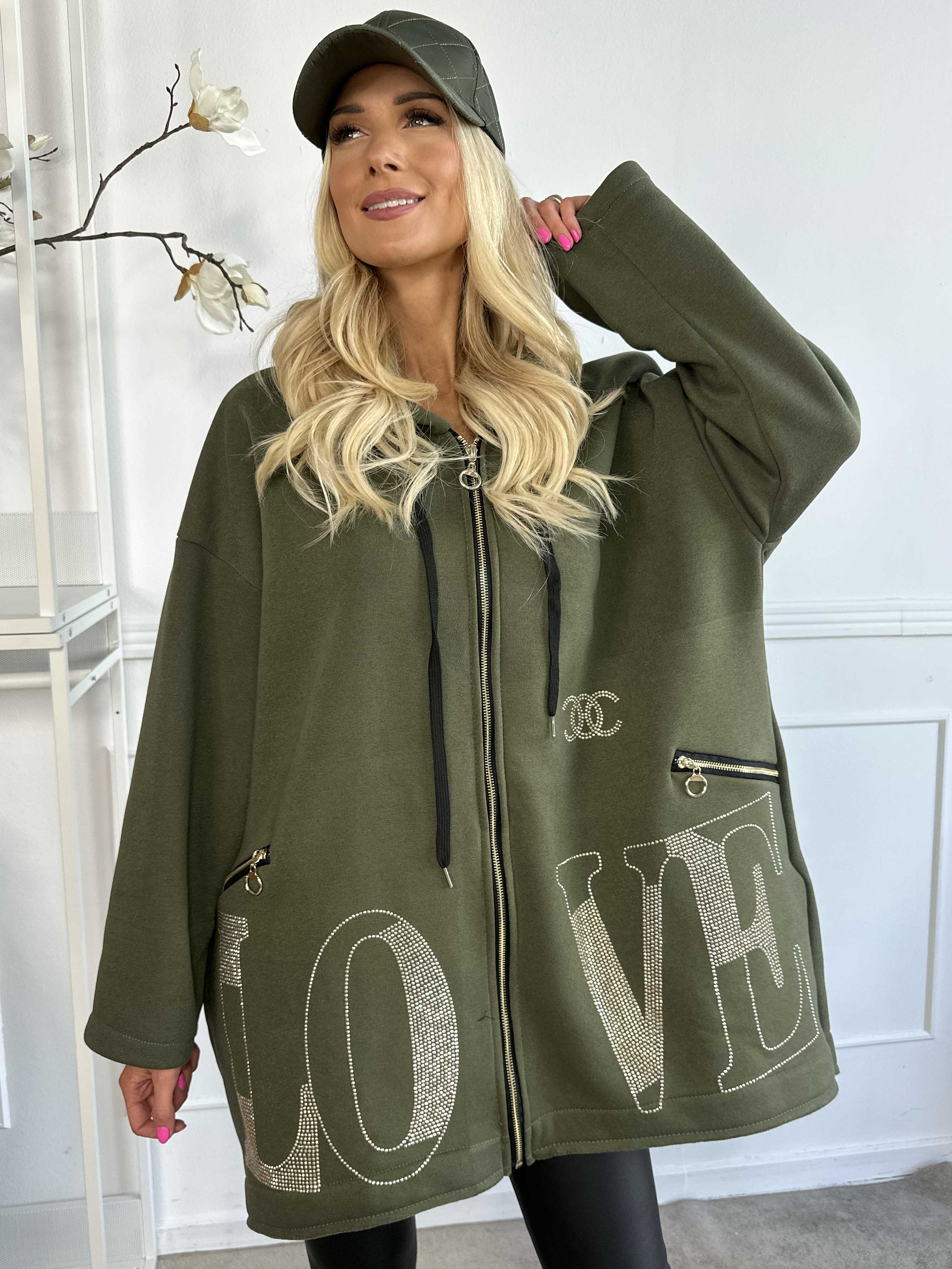 Adea - Mjuk hoodie med dragkedja och fuskpälskant